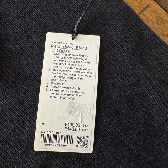 Lululemon Merino Wool Blend Knit Sweater Dress Black Size 4 NWT - Picture 5 of 6